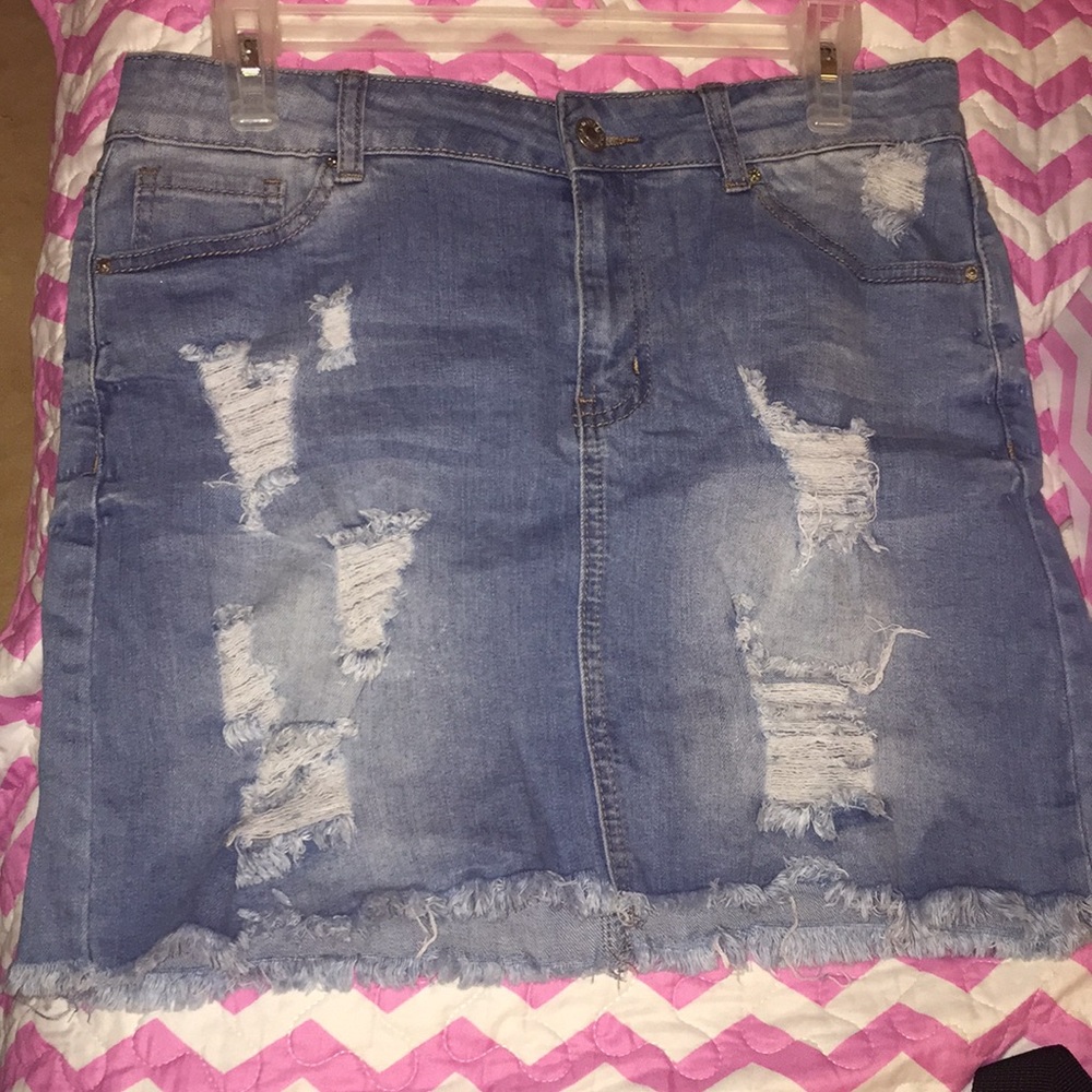 Blue Jean Ripped Skirt